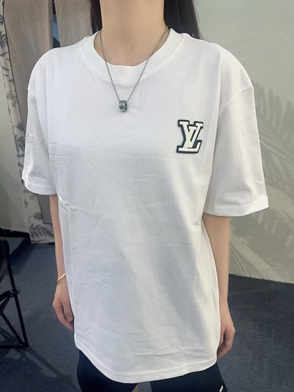 LOUIS VUITTON 25SS Embroidery Logo Black White Short Sleeve T-Shirt