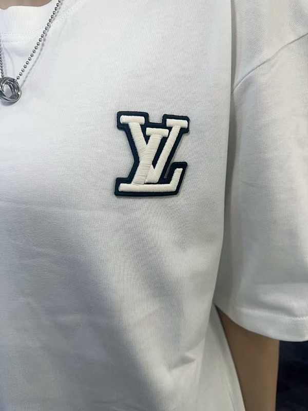 LOUIS VUITTON 25SS Embroidery Logo Black White Short Sleeve T-Shirt