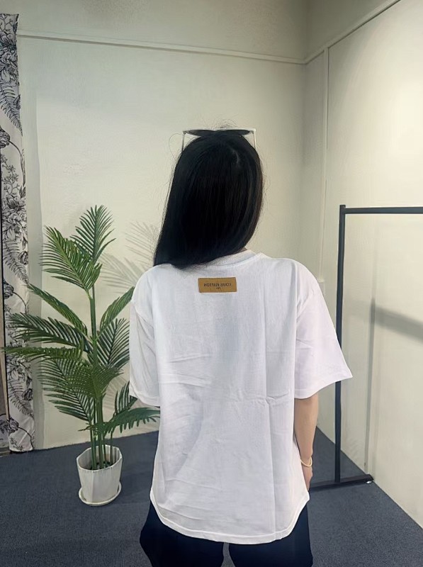 LOUIS VUITTON 25SS Embroidery Logo Black White Short Sleeve T-Shirt