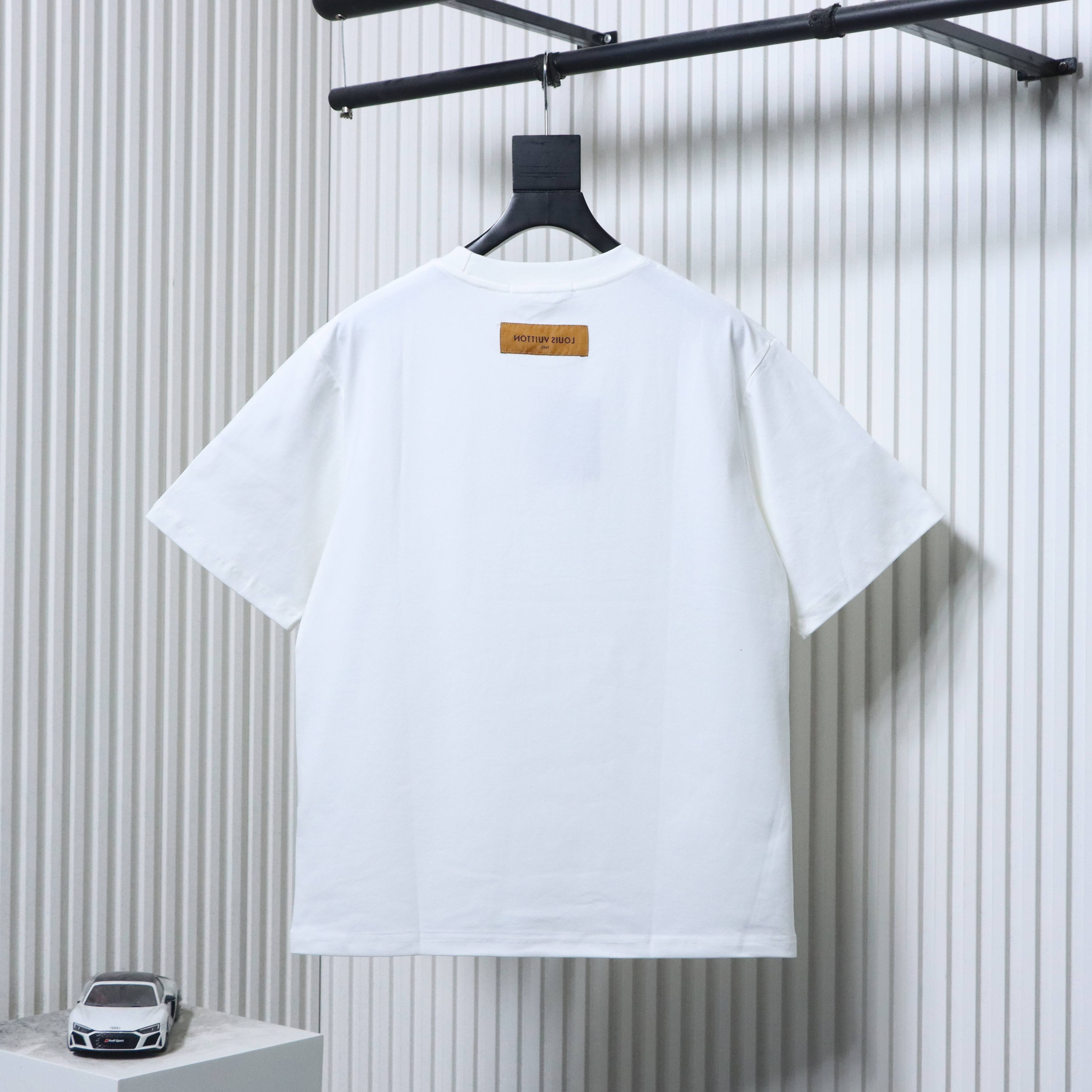 LOUIS VUITTON 25SS Embroidery Logo Black White Short Sleeve T-Shirt