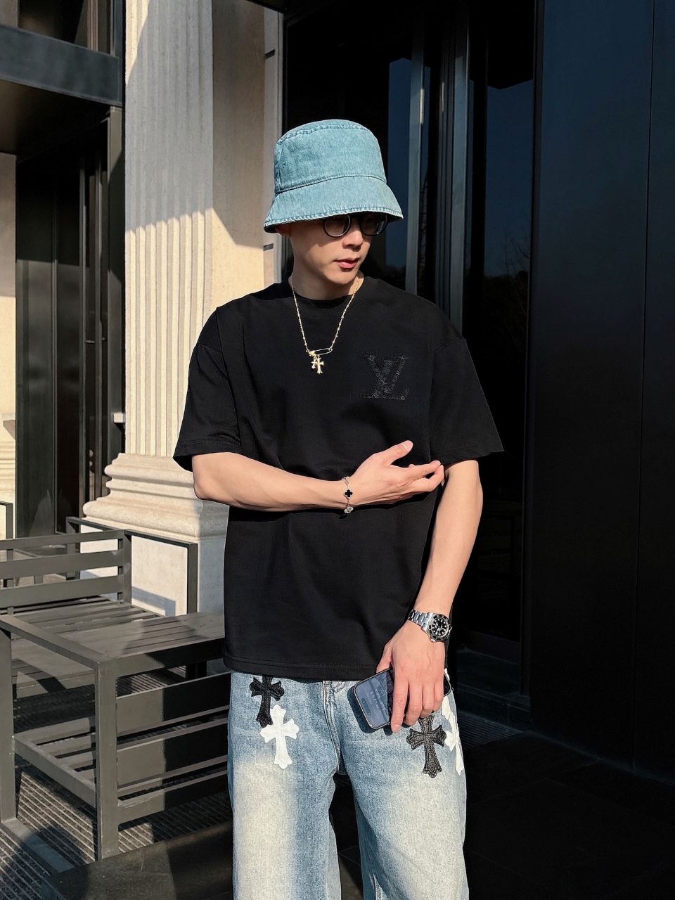 LOUIS VUITTON 25SS Embroidery Logo Short Sleeve T-Shirt Style 1