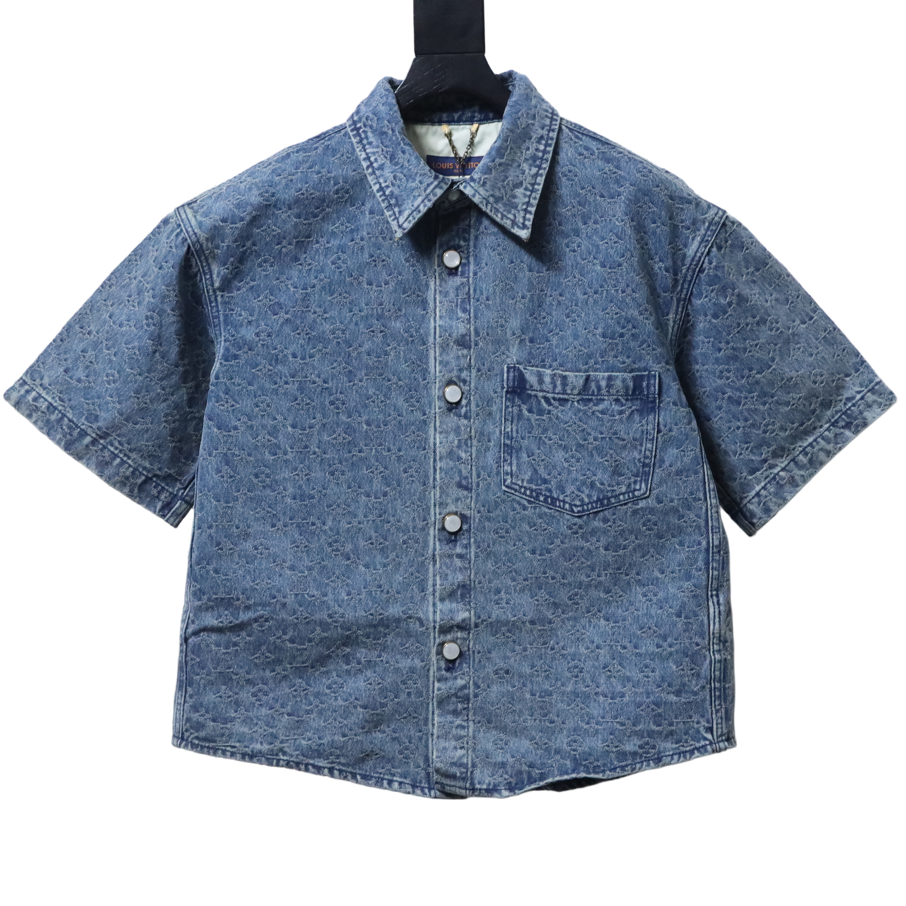 LOUIS VUITTON 25SS Full Monogram Jacquard Set Denim Short Sleeve Shirt Style 1