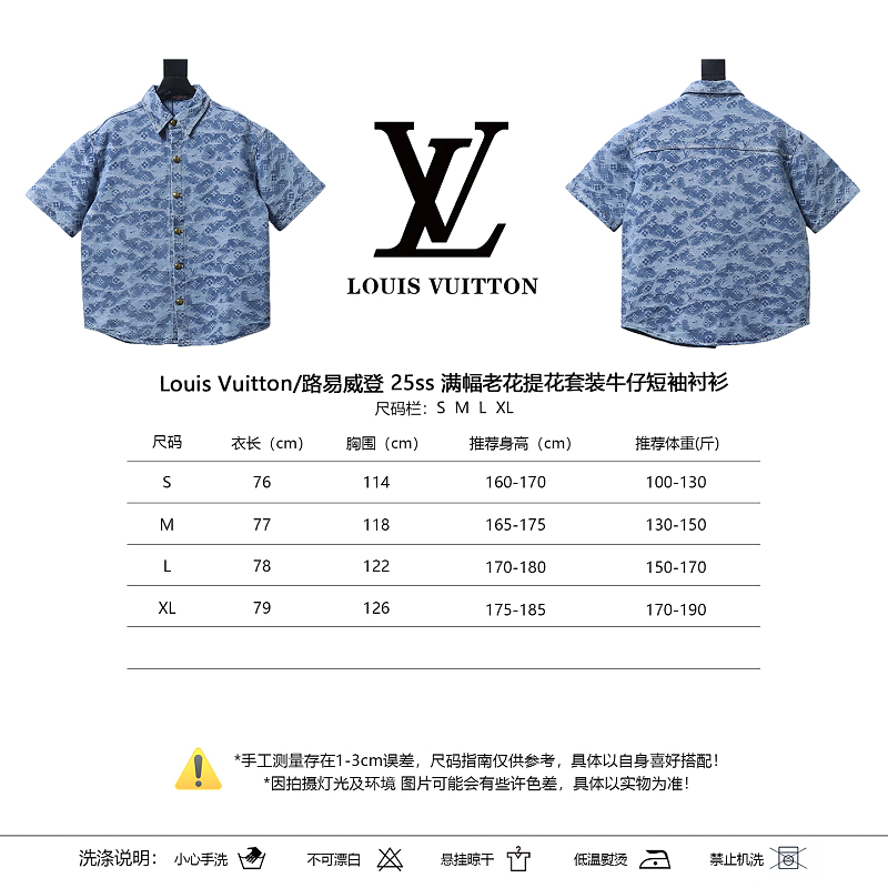 LOUIS VUITTON 25SS Full Monogram Jacquard Set Denim Short Sleeve Shirt Style 2