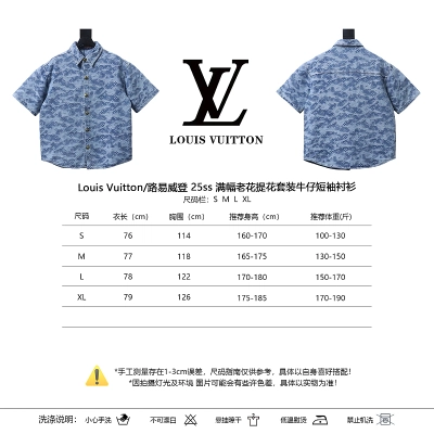 LOUIS VUITTON 25SS Full Monogram Jacquard Set Denim Short Sleeve Shirt Style 2 02
