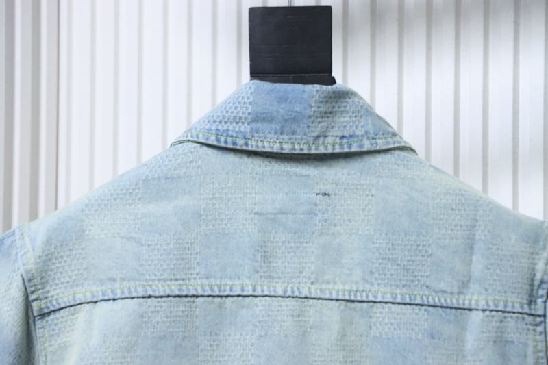 LOUIS VUITTON 25SS Letter Checkerboard Denim Short Sleeve Shirt