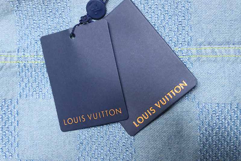 LOUIS VUITTON 25SS Letter Checkerboard Denim Short Sleeve Shirt