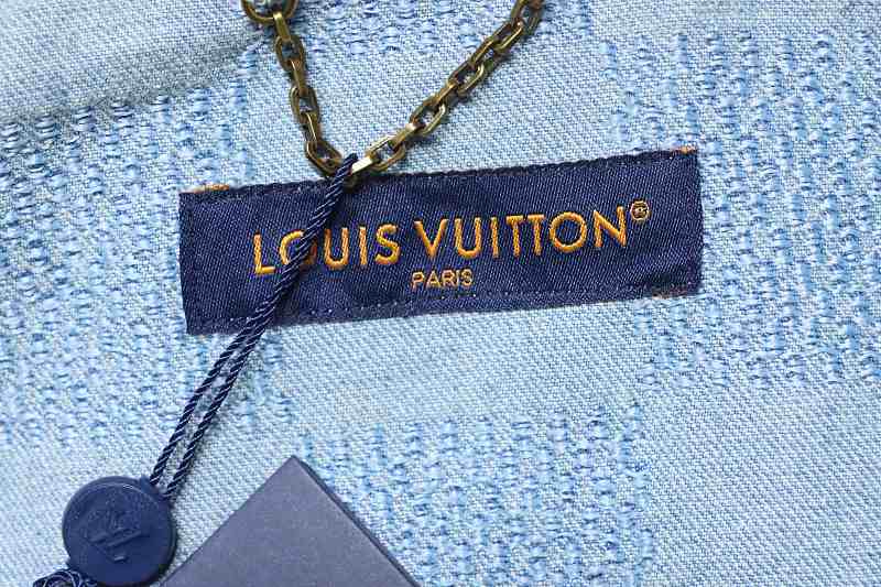 LOUIS VUITTON 25SS Letter Checkerboard Denim Short Sleeve Shirt