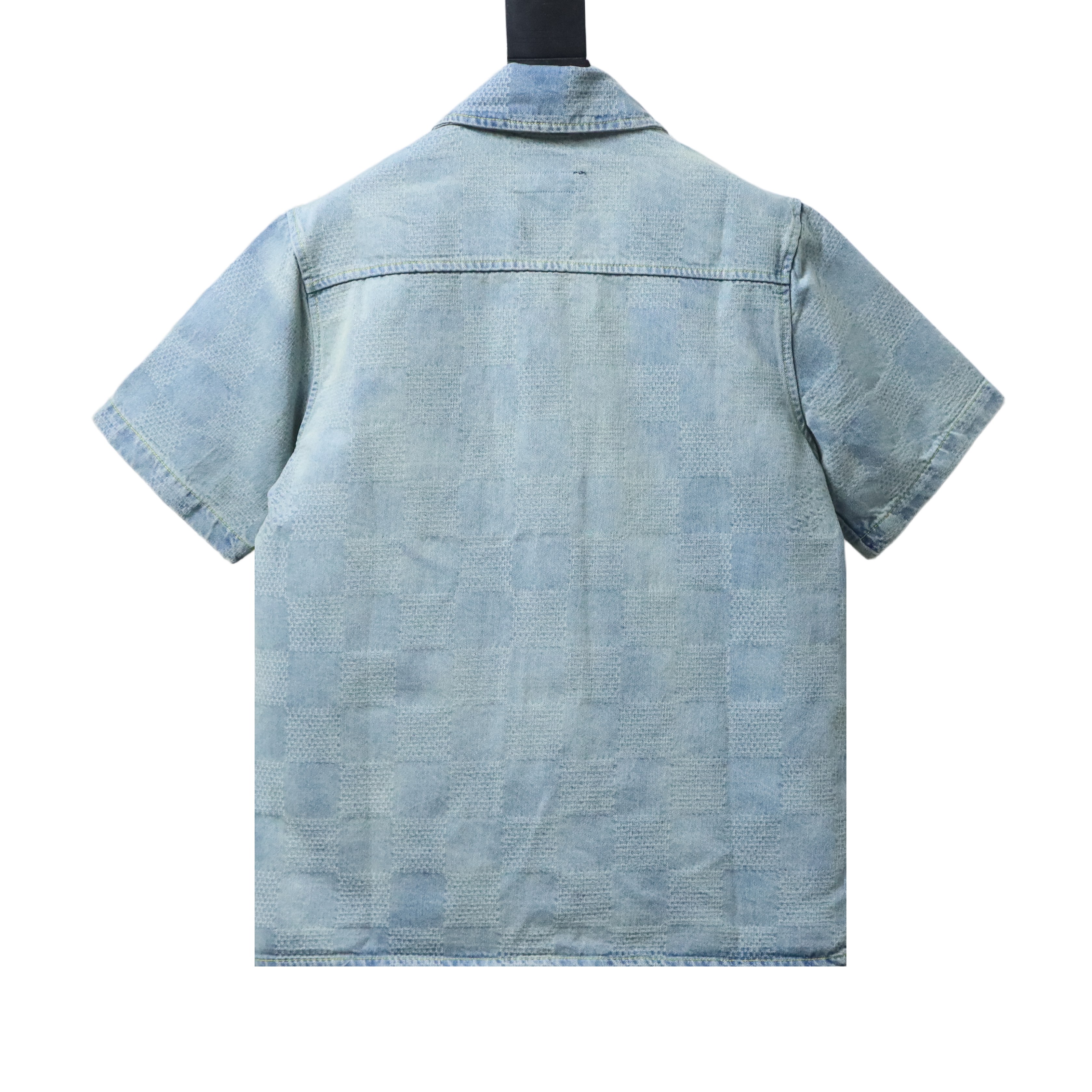 LOUIS VUITTON 25SS Letter Checkerboard Denim Short Sleeve Shirt