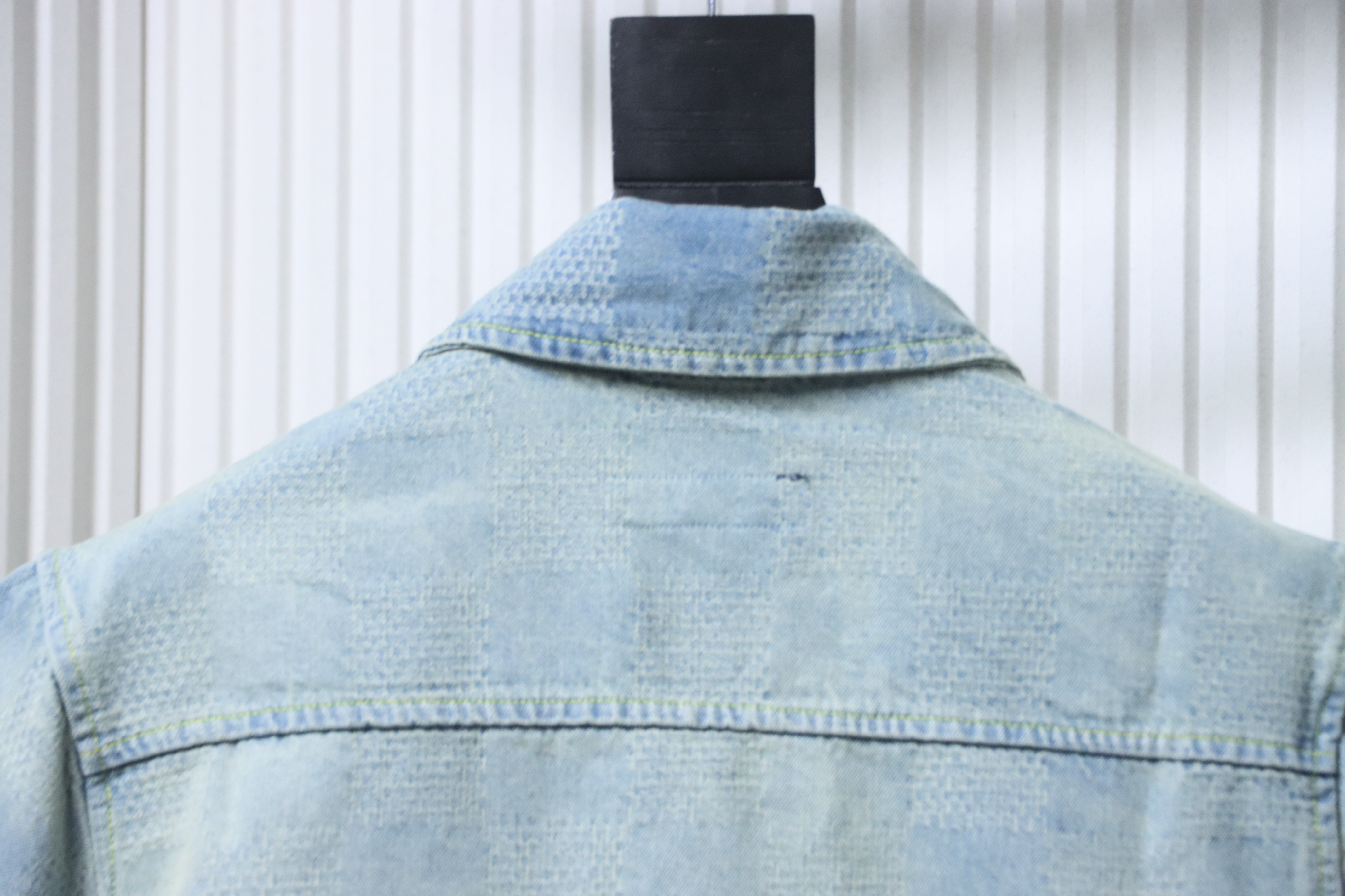 LOUIS VUITTON 25SS Letter Checkerboard Denim Short Sleeve Shirt