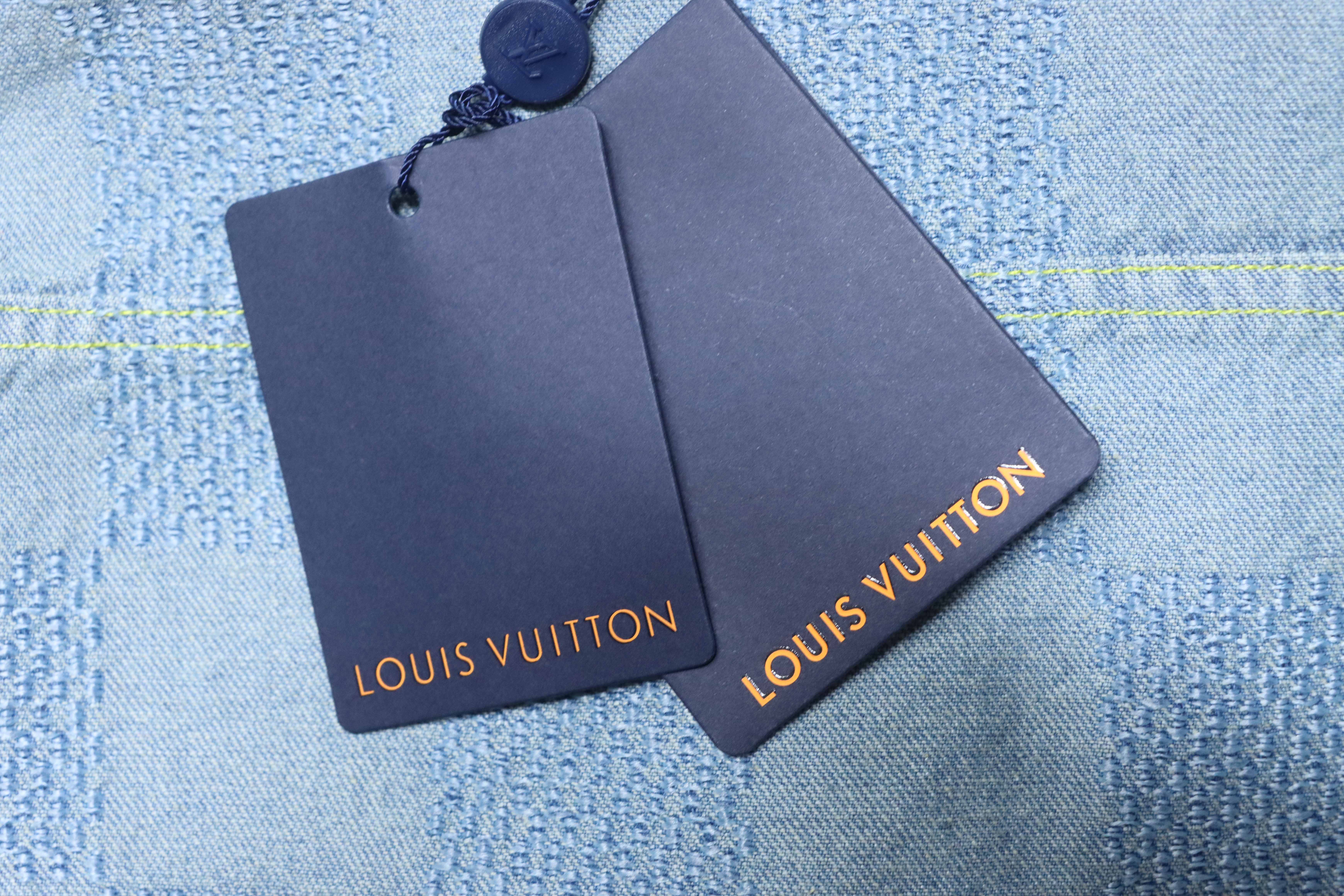 LOUIS VUITTON 25SS Letter Checkerboard Denim Short Sleeve Shirt