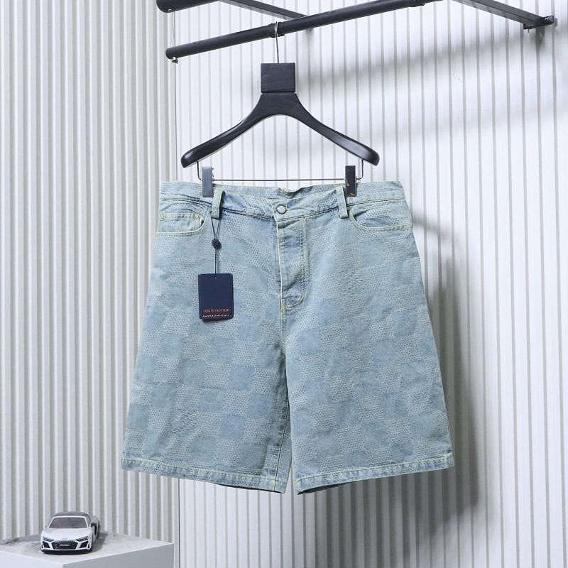 LOUIS VUITTON 25SS Letter Checkerboard Denim Shorts