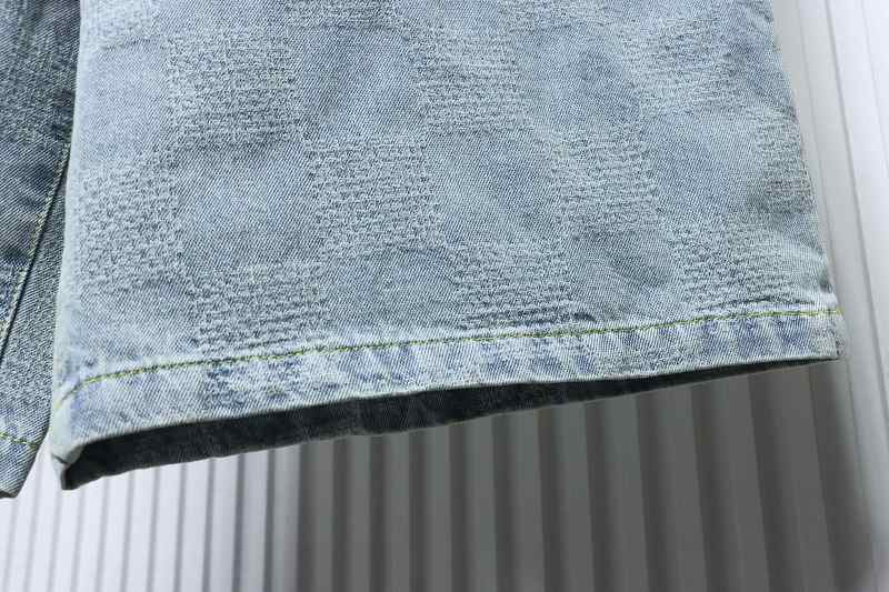 LOUIS VUITTON 25SS Letter Checkerboard Denim Shorts