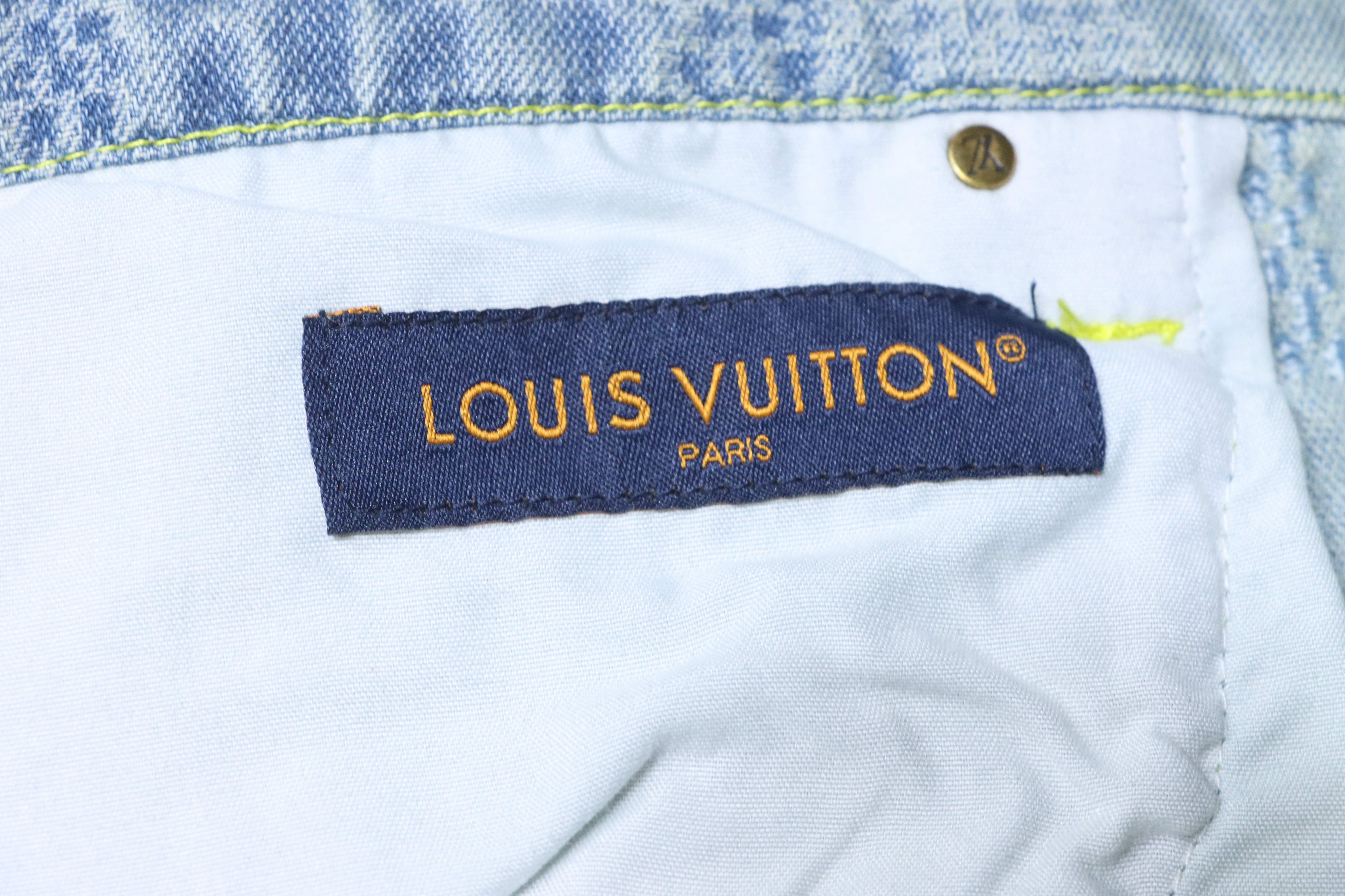 LOUIS VUITTON 25SS Letter Checkerboard Denim Shorts
