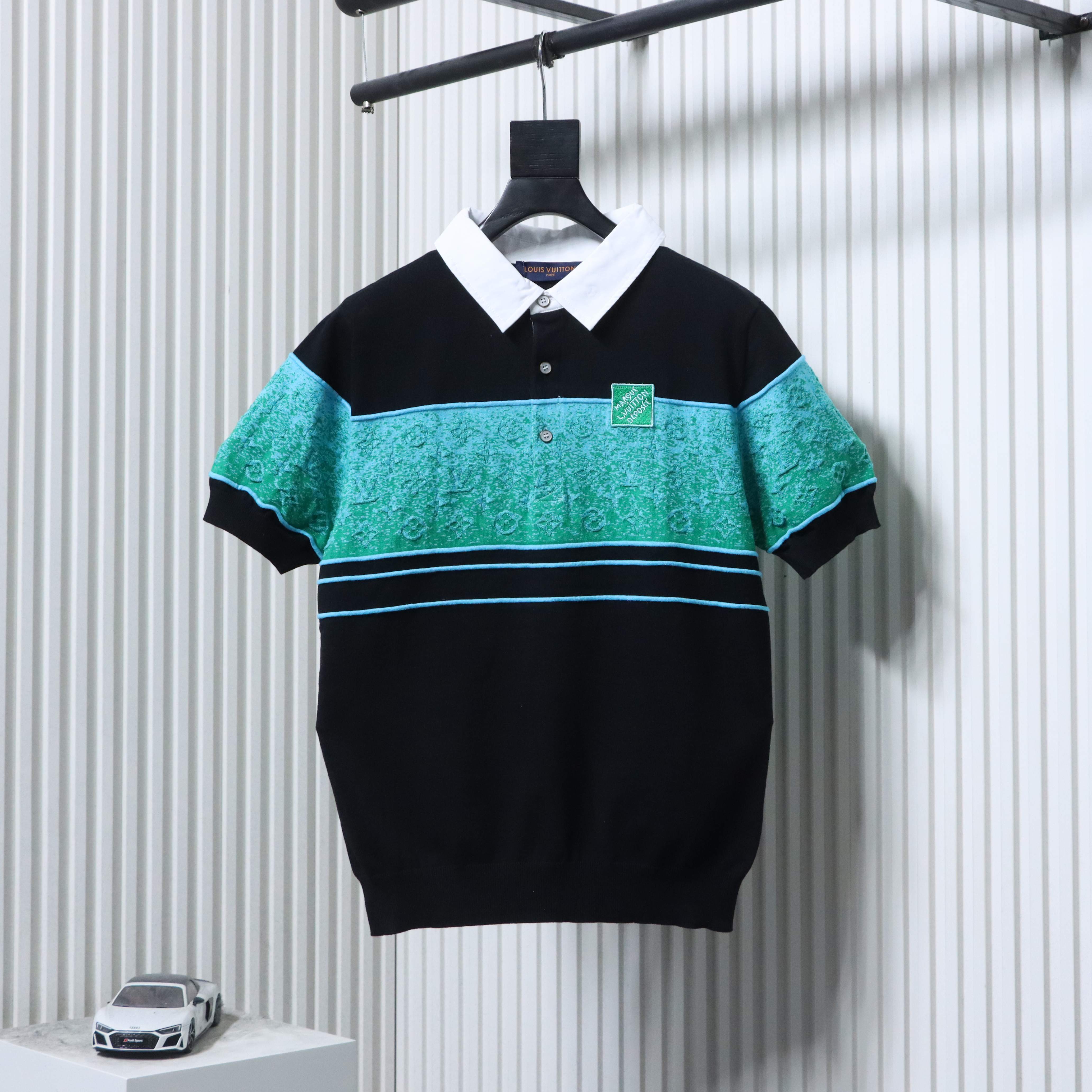 LOUIS VUITTON 25SS Monogram Jacquard Gradient Monogram Gradient Short Sleeve Polo Shirt