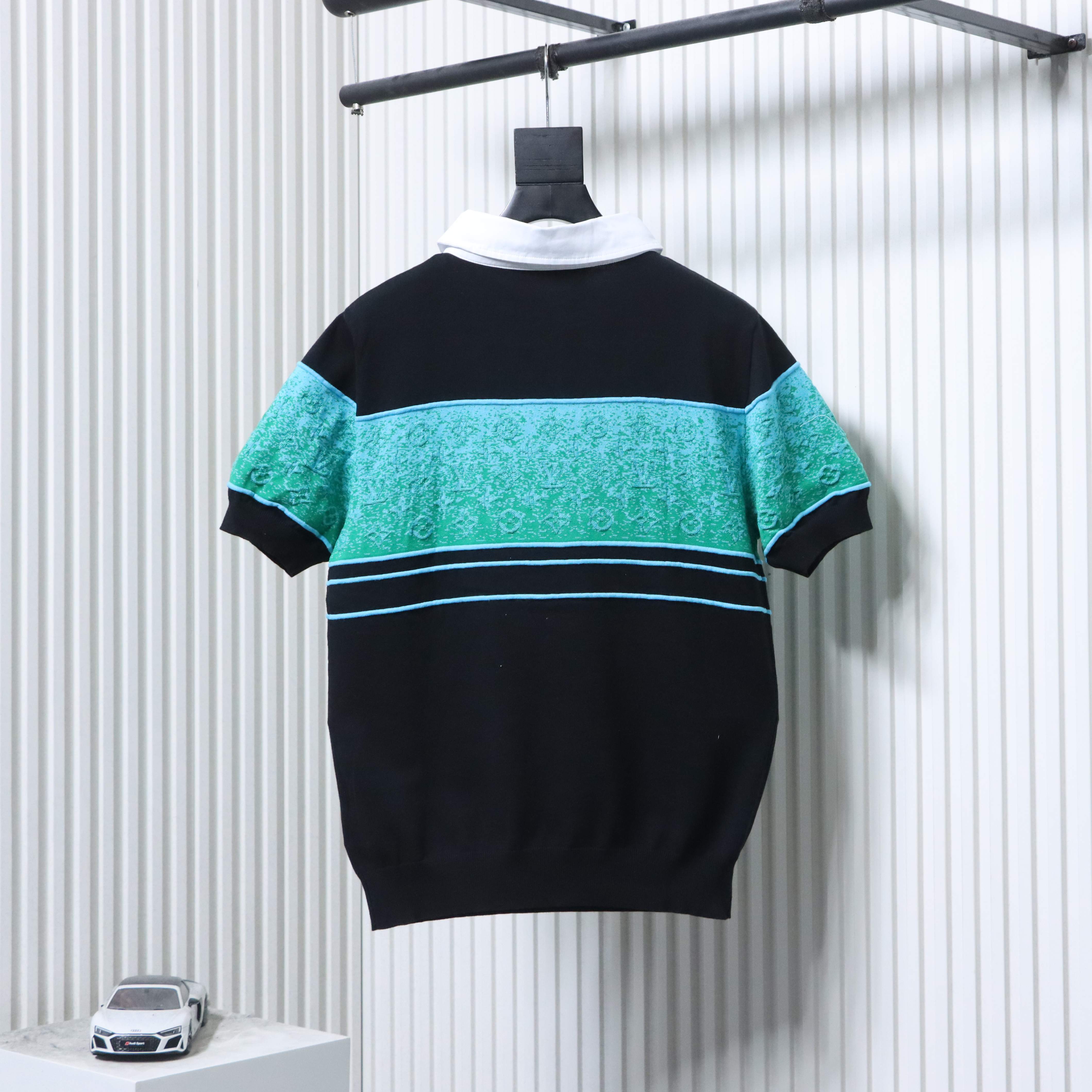 LOUIS VUITTON 25SS Monogram Jacquard Gradient Monogram Gradient Short Sleeve Polo Shirt
