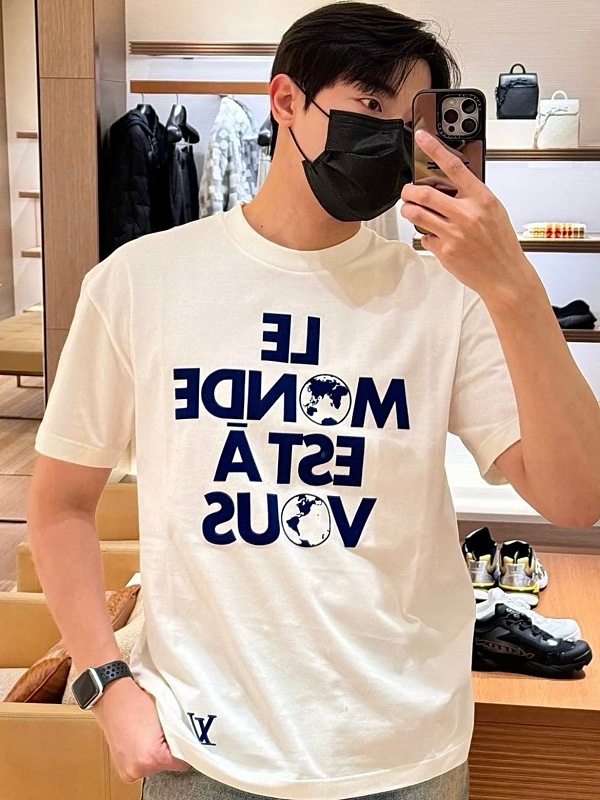 LOUIS VUITTON 25SS Print White Beige Short Sleeve T-Shirt