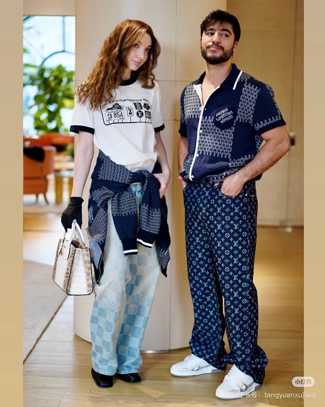 LOUIS VUITTON 26SS Checkerboard Blue Short Sleeve T-Shirt