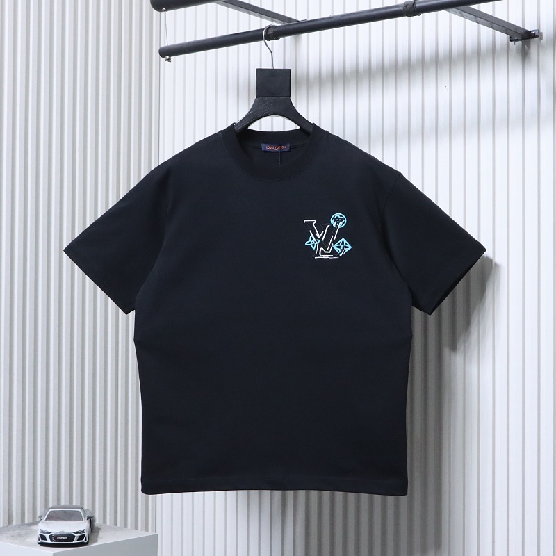 LOUIS VUITTON 26SS Clover Star Flower Print Back Black Short Sleeve T-Shirt