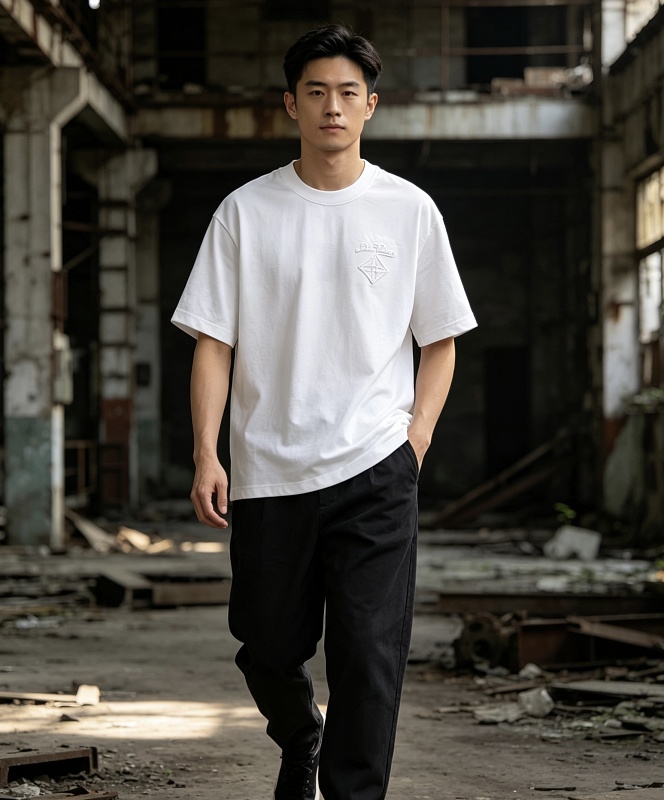 LOUIS VUITTON 26SS Embroidery Back Crew Neck Black Short Sleeve T-Shirt