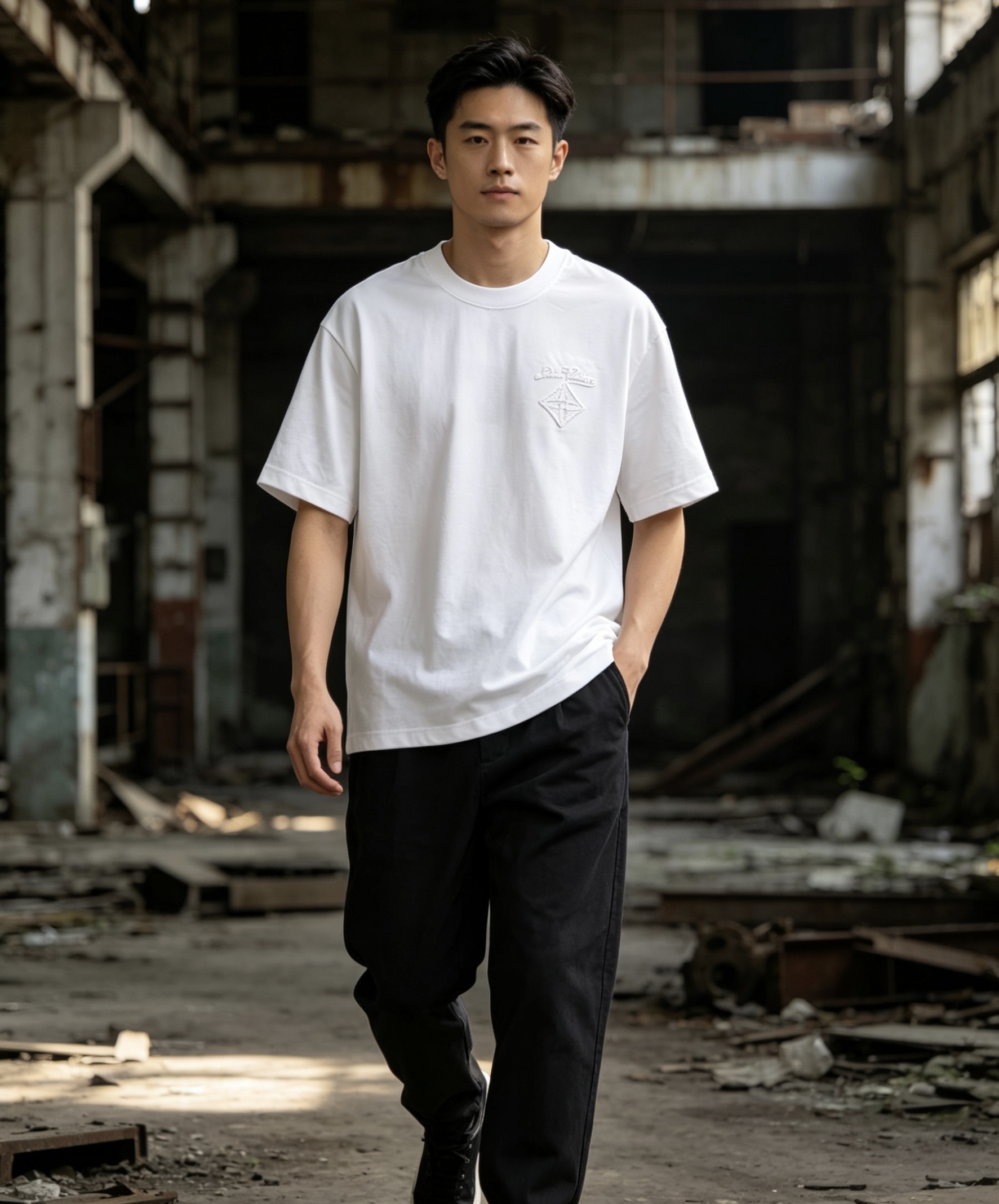 LOUIS VUITTON 26SS Embroidery Back Crew Neck Black Short Sleeve T-Shirt