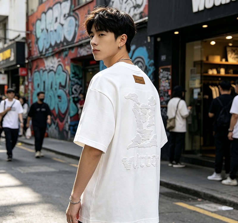 LOUIS VUITTON 26SS Embroidery Back Logo Black Short Sleeve T-Shirt