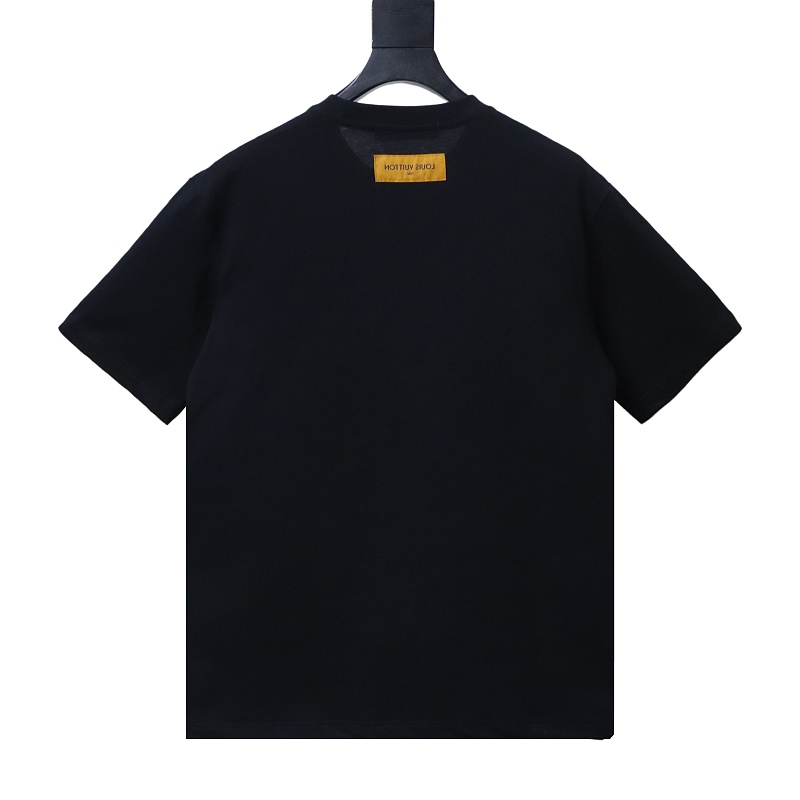 LOUIS VUITTON 26SS Embroidery Beaded Line Crew Neck Black Short Sleeve T-Shirt