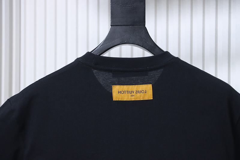 LOUIS VUITTON 26SS Embroidery Beaded Line Crew Neck Black Short Sleeve T-Shirt