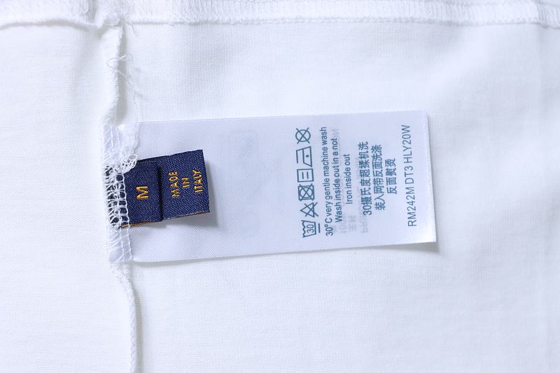 LOUIS VUITTON 26SS Embroidery Beaded Line Crew Neck White Short Sleeve T-Shirt