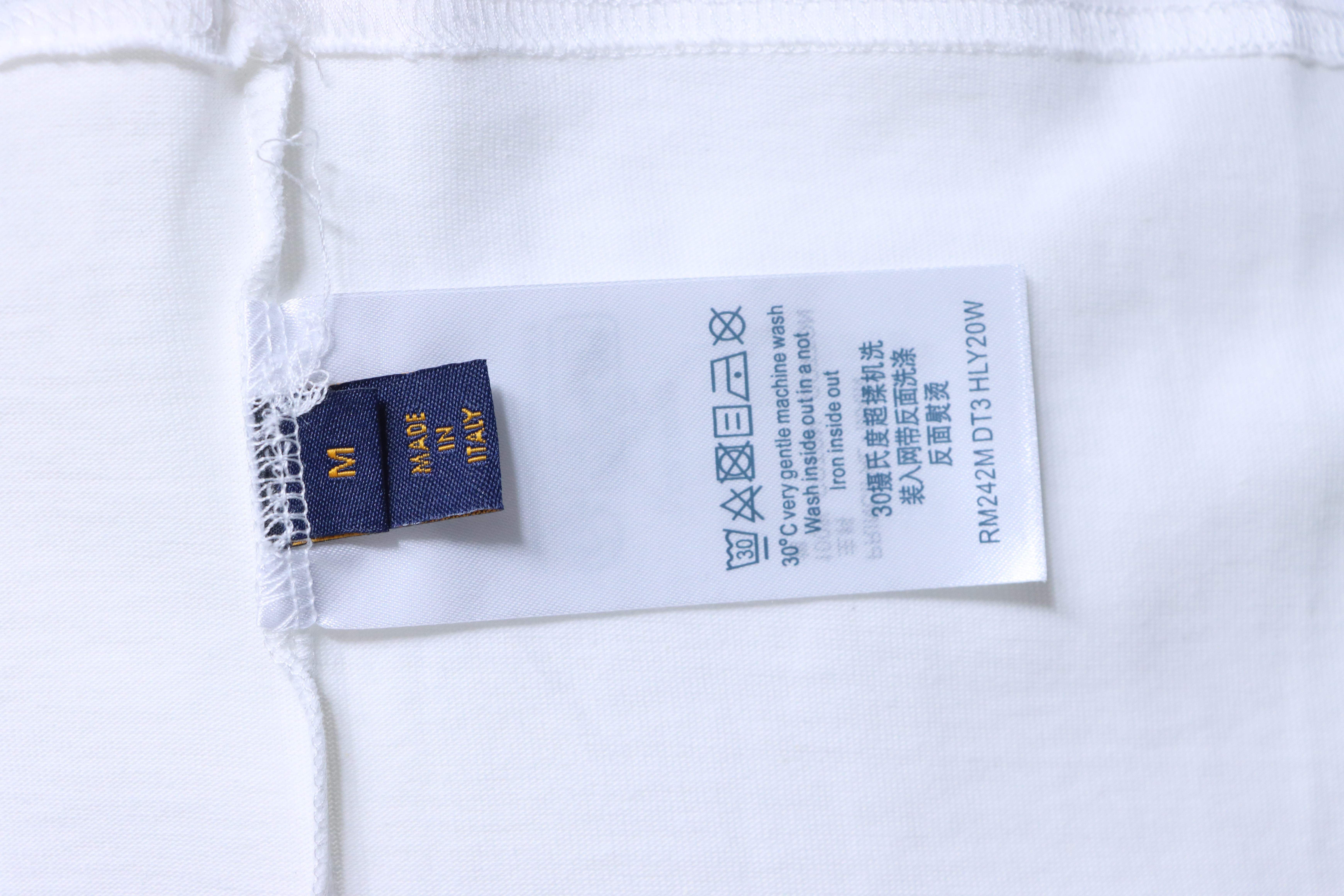 LOUIS VUITTON 26SS Embroidery Beaded Line Crew Neck White Short Sleeve T-Shirt