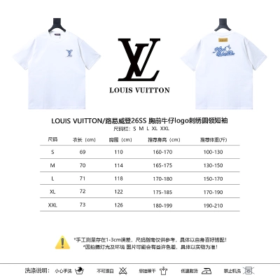 LOUIS VUITTON 26SS Embroidery Chest Crew Neck Denim Logo Black Short Sleeve T-Shirt 02