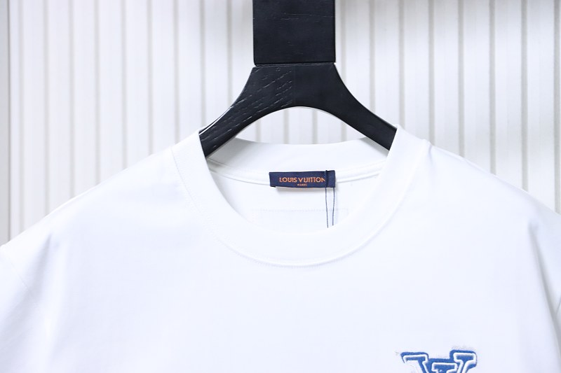 LOUIS VUITTON 26SS Embroidery Chest Crew Neck Denim Logo Black Short Sleeve T-Shirt