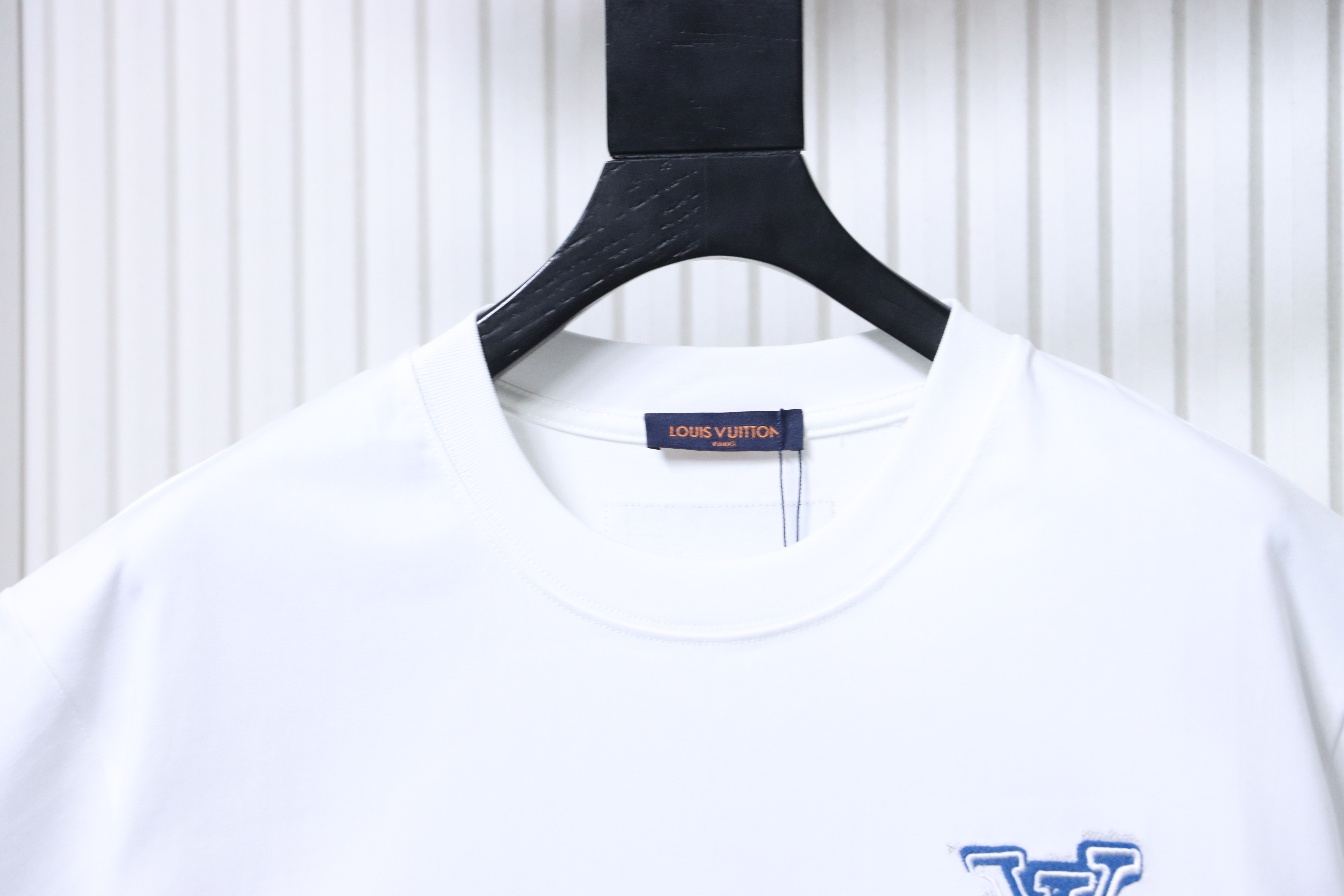 LOUIS VUITTON 26SS Embroidery Chest Crew Neck Denim Logo Black Short Sleeve T-Shirt