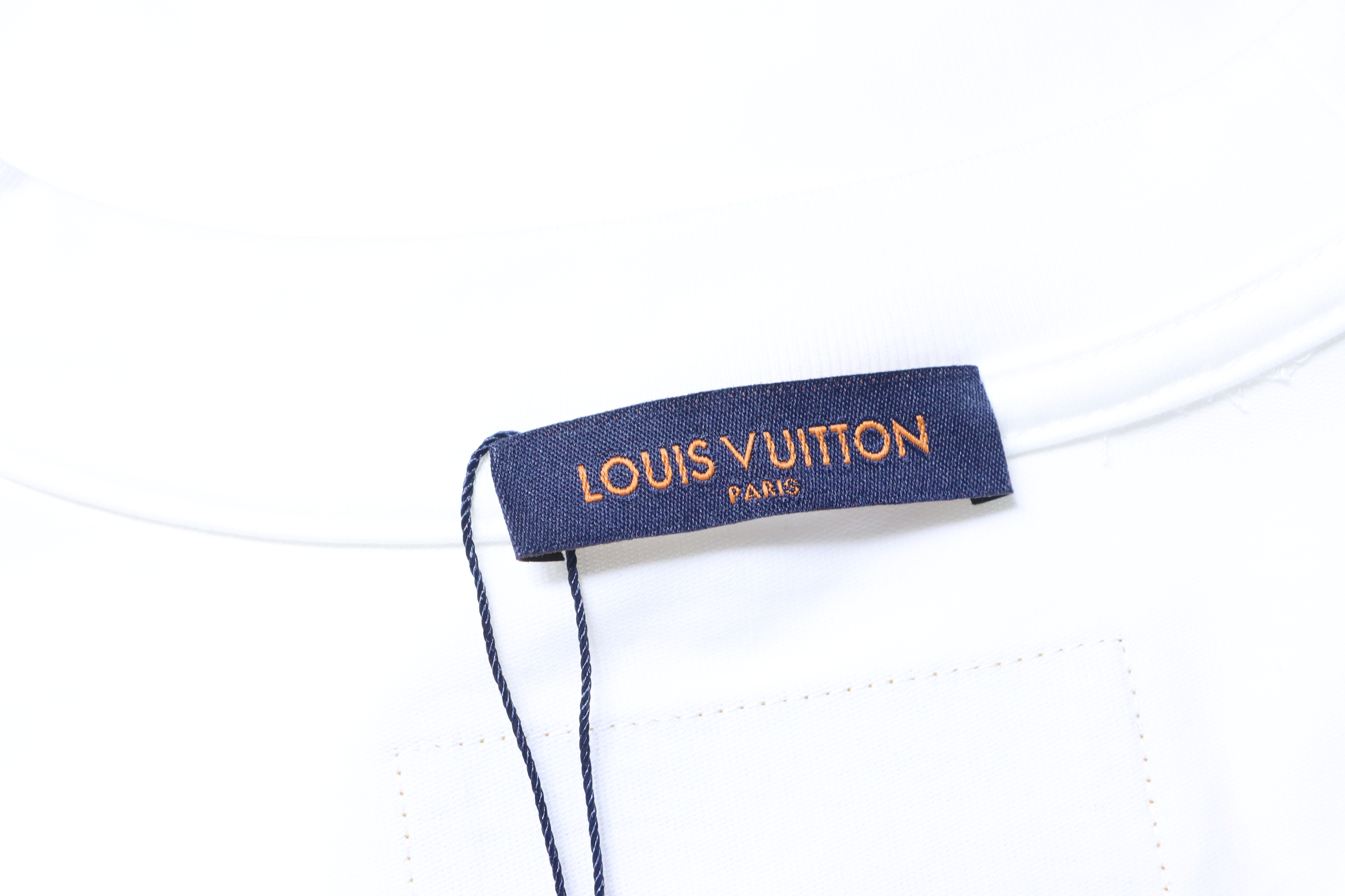 LOUIS VUITTON 26SS Embroidery Chest Crew Neck Denim Logo Black Short Sleeve T-Shirt