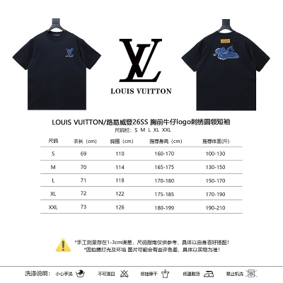 LOUIS VUITTON 26SS Embroidery Chest Crew Neck Denim Logo White Short Sleeve T-Shirt 02