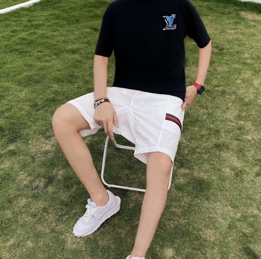 LOUIS VUITTON 26SS Embroidery Chest Crew Neck Denim Logo White Short Sleeve T-Shirt