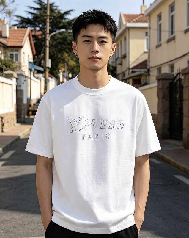 LOUIS VUITTON 26SS Embroidery Crew Neck Logo Black Short Sleeve T-Shirt
