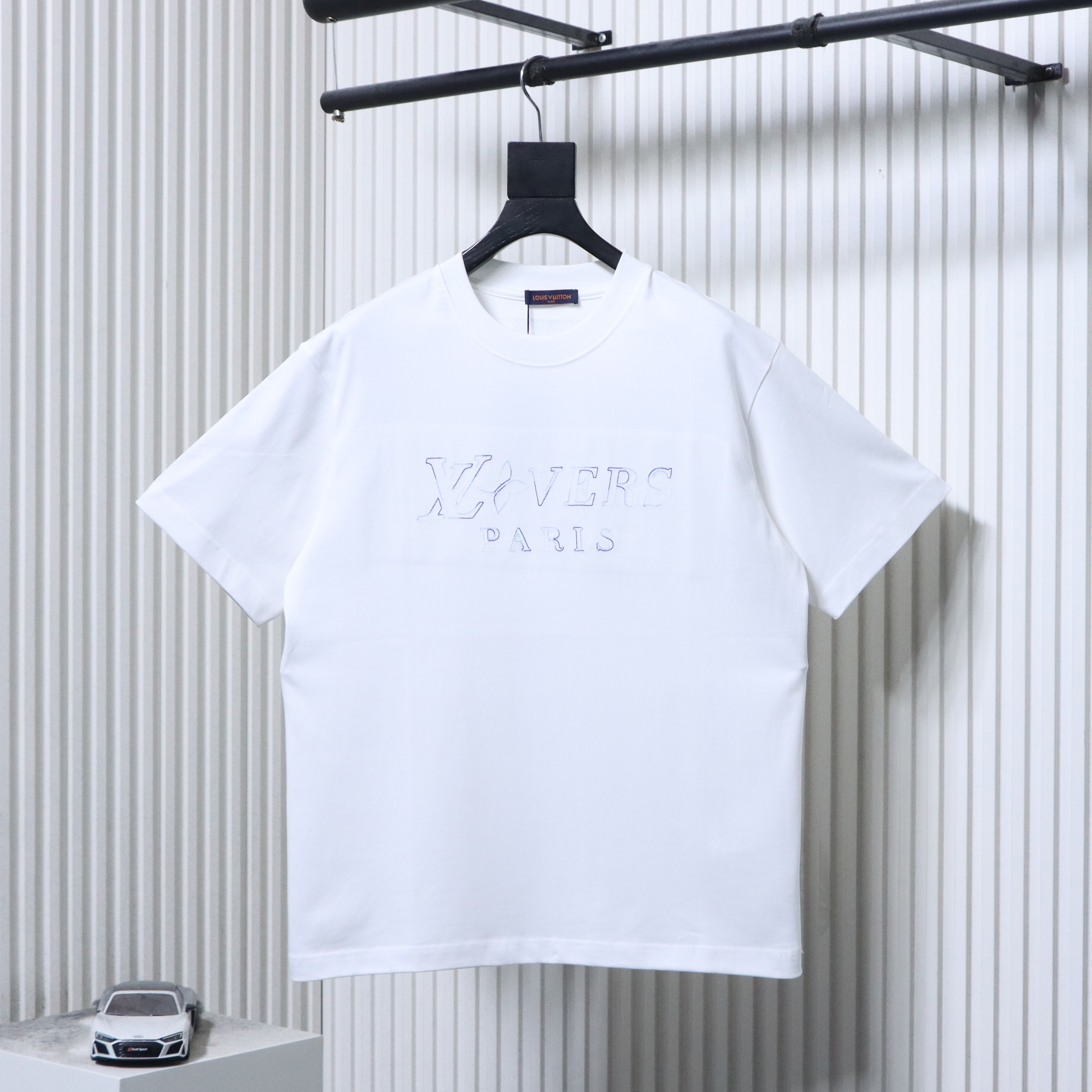 LOUIS VUITTON 26SS Embroidery Crew Neck Logo Black Short Sleeve T-Shirt