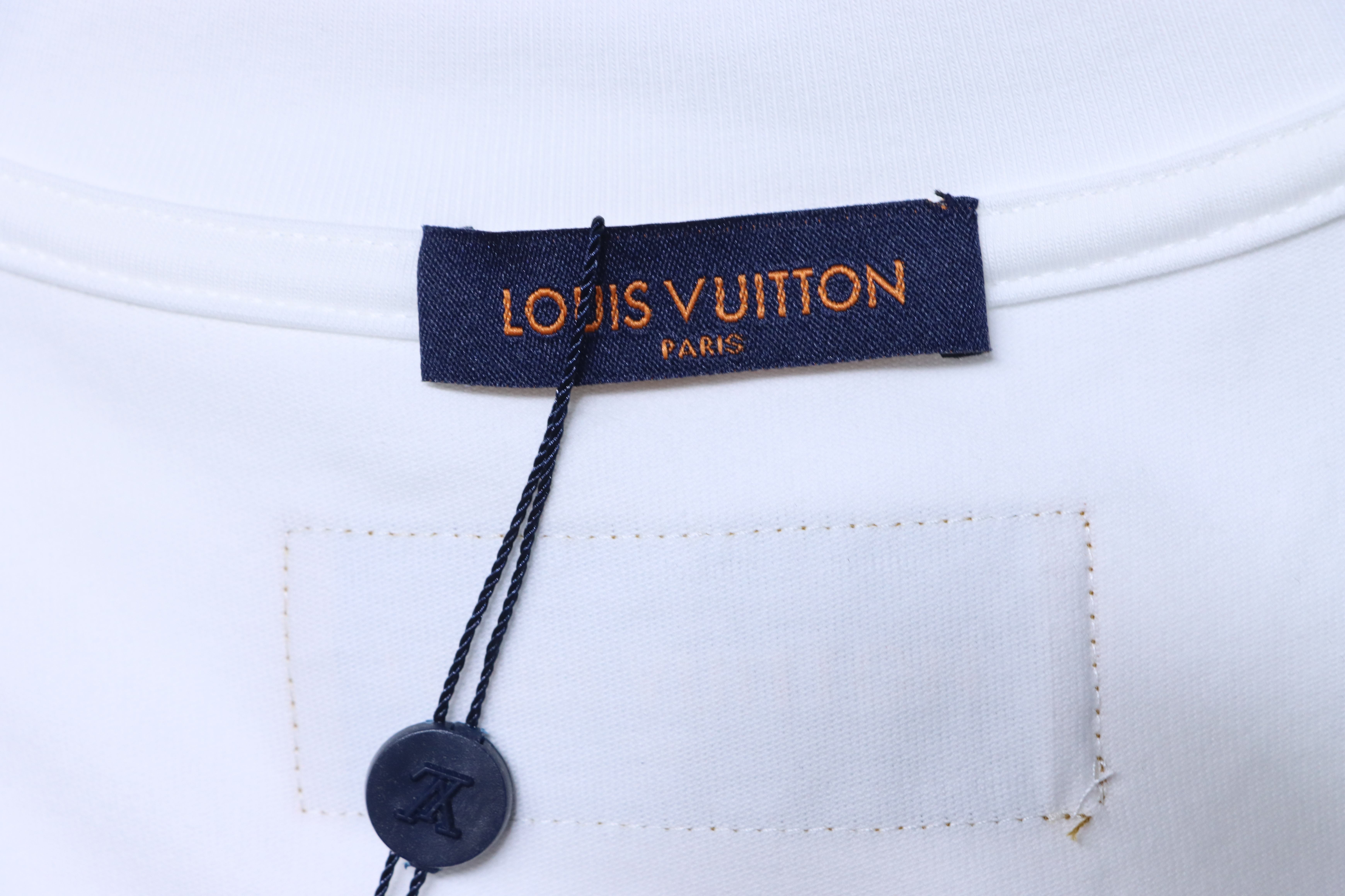 LOUIS VUITTON 26SS Embroidery Crew Neck Logo Black Short Sleeve T-Shirt