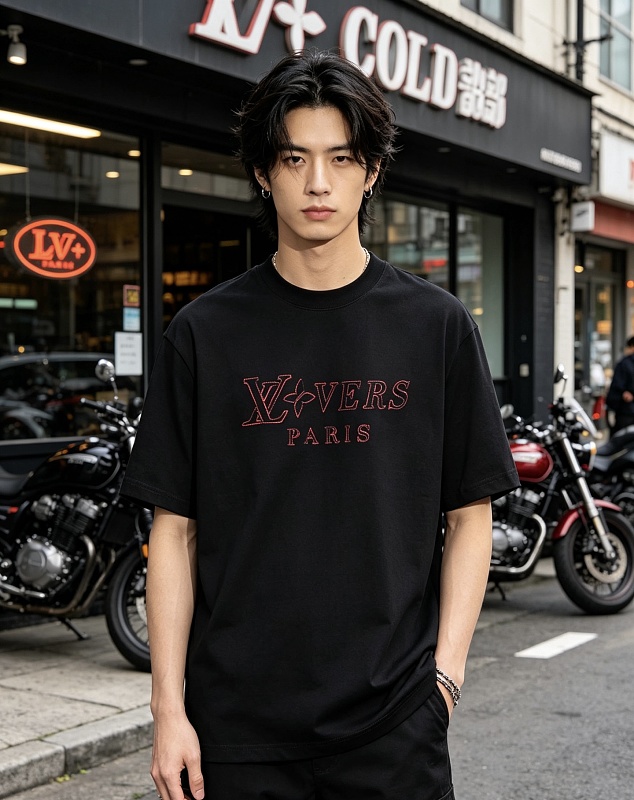 LOUIS VUITTON 26SS Embroidery Crew Neck Logo White Short Sleeve T-Shirt