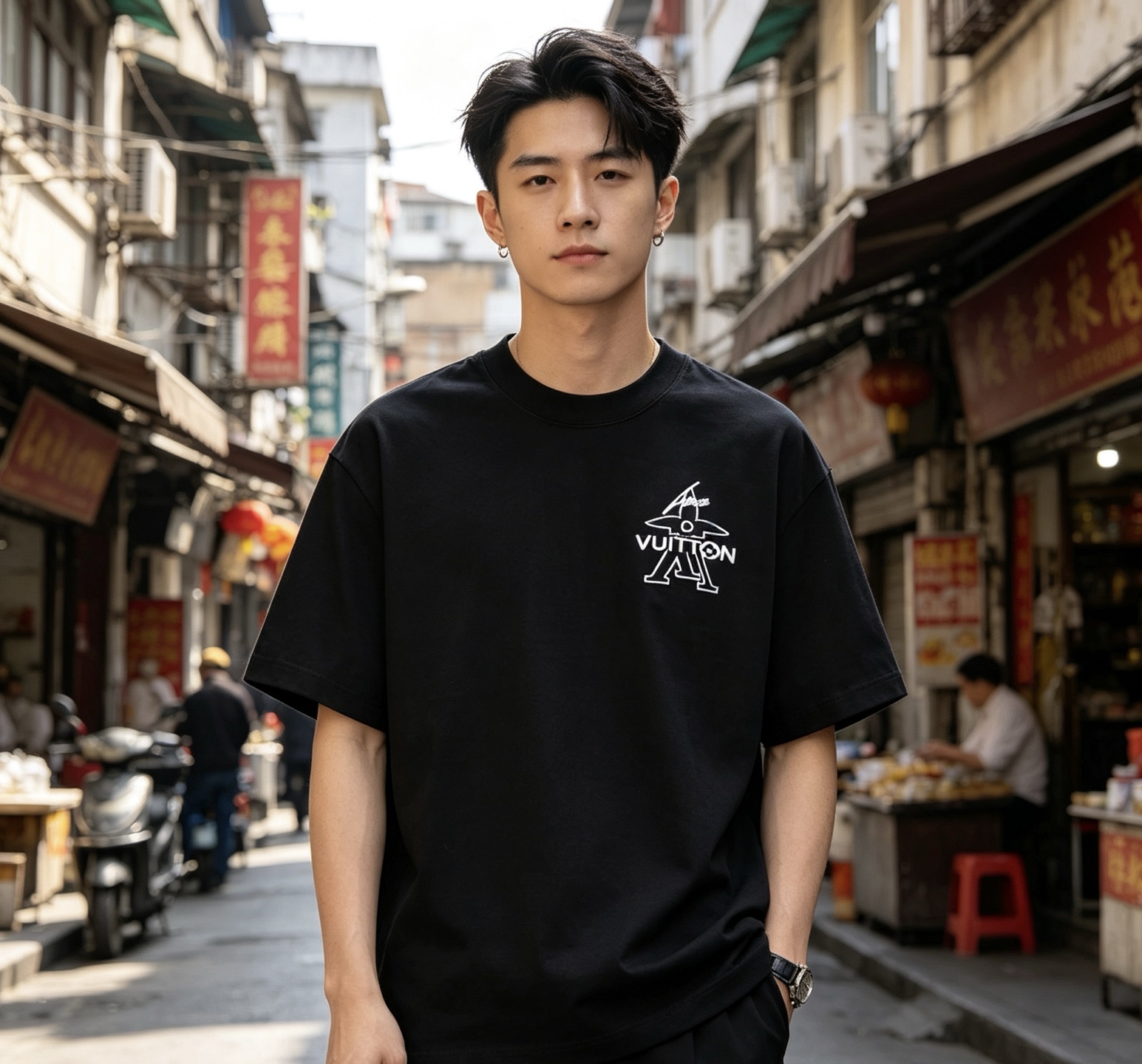 LOUIS VUITTON 26SS Graffiti Embroidery Crew Neck White Short Sleeve T-Shirt