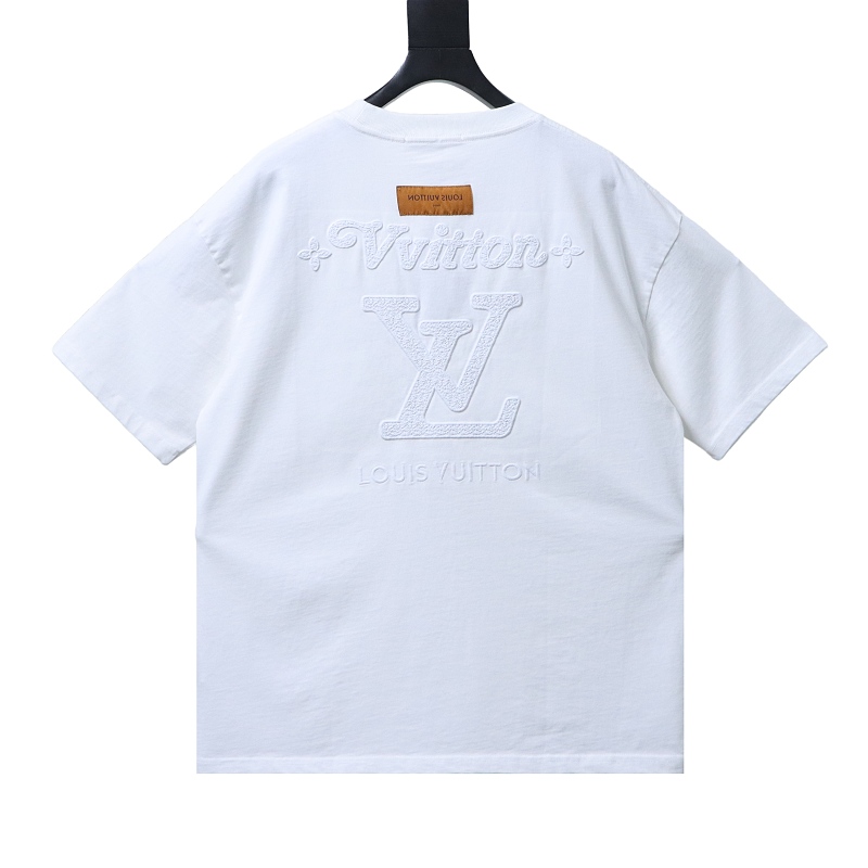 LOUIS VUITTON 26SS Letter Embroidery Black Short Sleeve T-Shirt