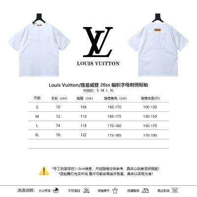 LOUIS VUITTON 26SS Letter Embroidery Black Short Sleeve T-Shirt 02