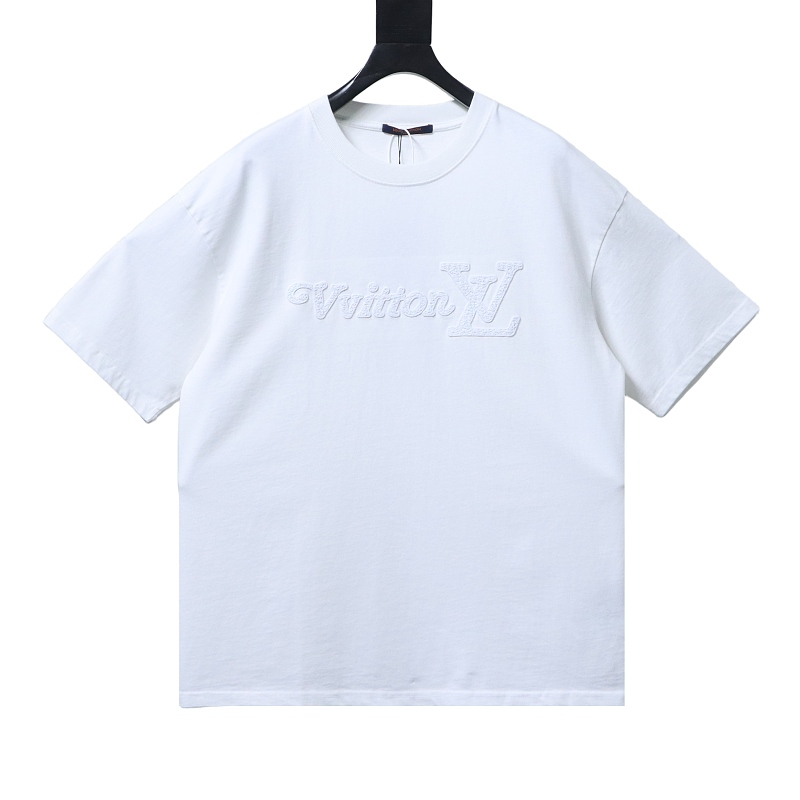 LOUIS VUITTON 26SS Letter Embroidery Black Short Sleeve T-Shirt