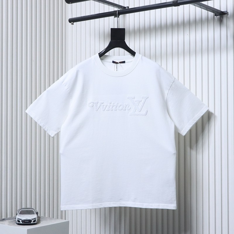 LOUIS VUITTON 26SS Letter Embroidery Black Short Sleeve T-Shirt