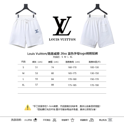 LOUIS VUITTON 26SS Letter Embroidery Logo Black Blue Shorts 02