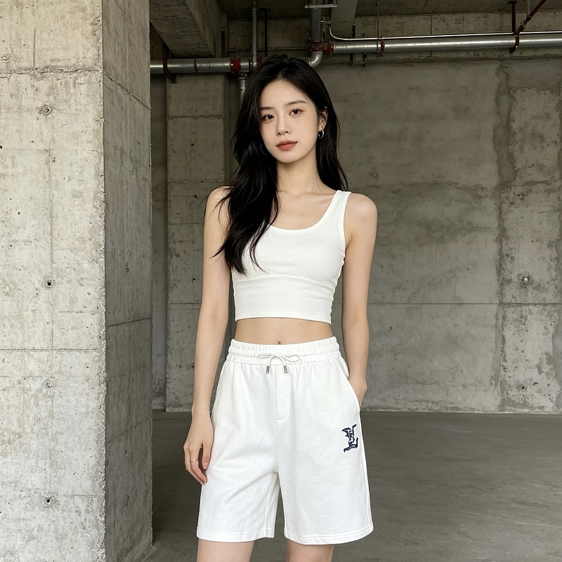 LOUIS VUITTON 26SS Letter Embroidery Logo Black Blue Shorts