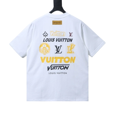 LOUIS VUITTON 26SS Print Crew Neck Logo Black Short Sleeve T-Shirt 01