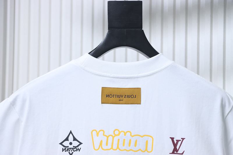 LOUIS VUITTON 26SS Print Crew Neck Logo Black Short Sleeve T-Shirt