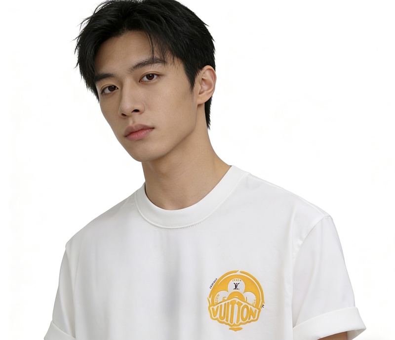 LOUIS VUITTON 26SS Print Crew Neck Logo Black Short Sleeve T-Shirt