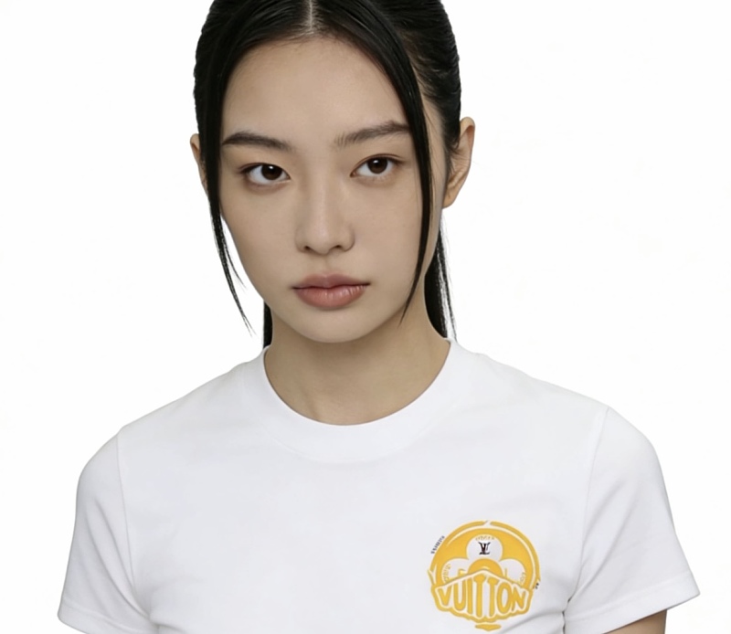 LOUIS VUITTON 26SS Print Crew Neck Logo Black Short Sleeve T-Shirt
